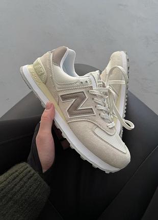 Женские бежевые кроссовки new balance 574 linen light mushroom х нью беланс 37