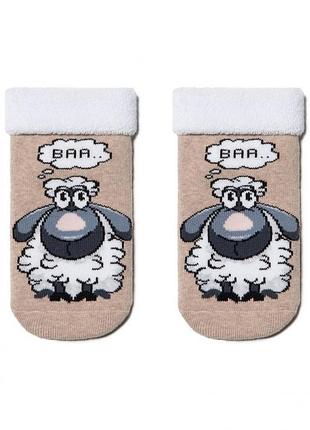 Шкарпетки дитячі conte-kids sof-tiki 6с-19сп (430) махрові з відворотом 12 (18-20), бежевий