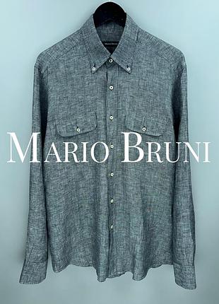 Mario bruni чоловіча сорочка льон італія сіра розмір l xl