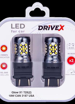 Світлодіоди в габаритні вогні. підсвітку номера та салона drivex glow x1 t25(2) 12-24v 10w can 1200lm 3157/p27/7w base-16mm usa