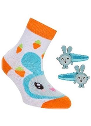 Шкарпетки дитячі conte-kids мультгерой крошик (263) зі шпильками для волосся 12 (18-20), білий