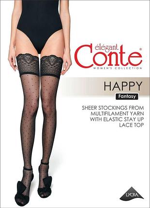 Панчохи жіночі conte fantasy happy в горошок 1/2 (xs/s), nero