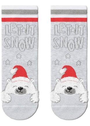 Шкарпетки дитячі conte-kids новорічні 19с-72сп (443) «let it snow» 13-14 (21-23), світло-сірий
