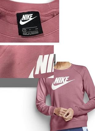 Жіноча кофта nike w nsw essntl crew flc hbr у рожевому кольорі. розмір s