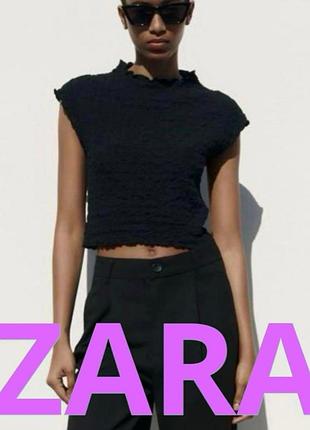 Топ майка zara черный структурированный топ zara