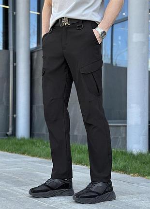 Штаны карго мужские весенние с карманами чёрные pobedov tactical soft