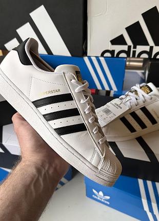 Adidas super star шкіра нові оригінал в коробці з бірками розмір 46 стел 29.5 см справжня шкіра