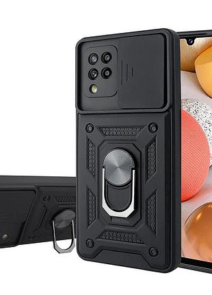 Противоударный чехол для samsung m32 / m22 (m325 / m225) с защитой камеры defender (чёрный)