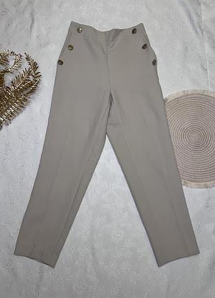 Жіночі молочні штани зара, штани брюки світлі zara