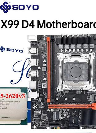 Материнська плата soyo x99 d4 + процесор 2620v3 (6 яд/12 пот), частота до 3.2 ghz.