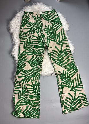 Брюки штани тропічний принт брюки штаны тропический принт hm h&m s