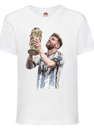 Футболка футбол ліонель мессі (lionel messi 002) біла, 104-116-128-140-152-164 розмір