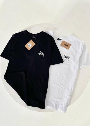 Футболка stussy белая / черная лодочка