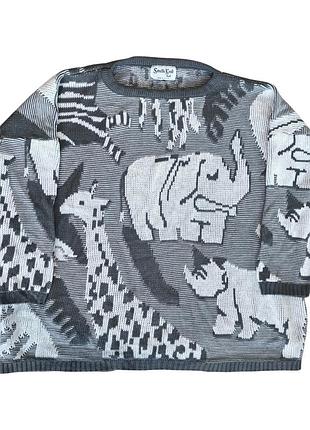 Американский винтажный свитер сафари south knit (made in usa, 80s/90s)