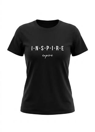 Чорна базова футболка з текстовим принтом «inspire»