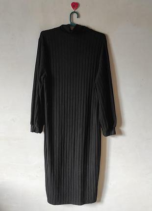 Черное платье миди в рубчик shein curve 4xl 5