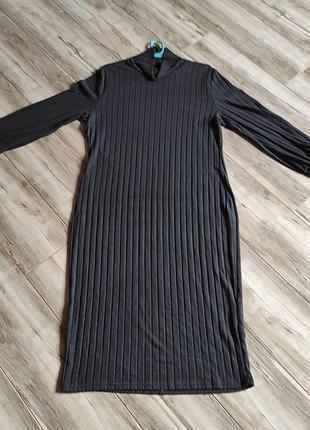 Черное платье миди в рубчик shein curve 4xl 4