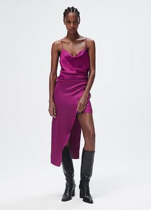 Сукня zara асиметрична атласна s