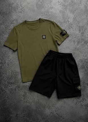 Комплект stone island футболка + шорти✅