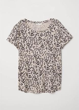 Бавовняна футболка в леопардовий принт h&m 2