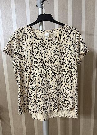 Бавовняна футболка в леопардовий принт h&m 3