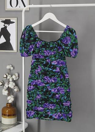 Платье мини облегающее "prettylittlething" с цветочным принтом, uk6/eur34.