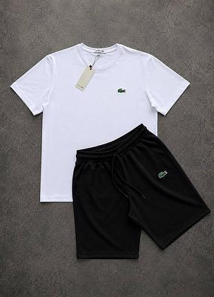 Комплект базовый lacoste футболка + шорты в 6-ти цветах✅