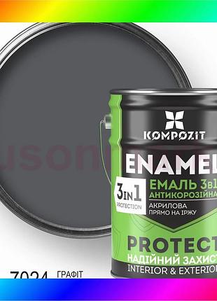 Bs эмаль антикоррозионная 3 best mix в 1 protect шелковисто-матовая, 10 кг, графит ral 7024 bas77/n