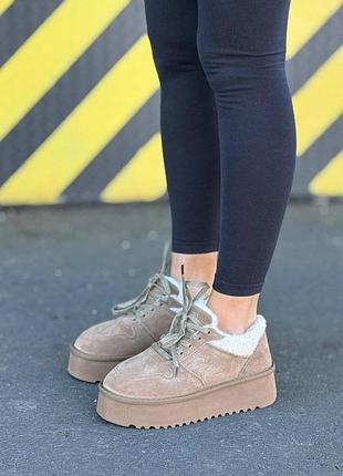 Ugg женские зимние низкие замшевые коричневые теплые на меху, качественные угги замша зима 41