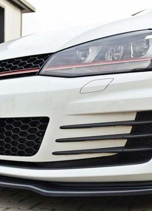 Передня lip накладка dpt v-2 (для gti, 2012-2017, чорний глянець) для volkswagen golf 7/e-golf рр