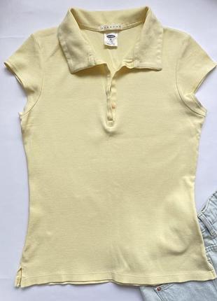 Женское поло футболка кофточка котоновая желтая футболка-поло в рубчик old navy, размер s
