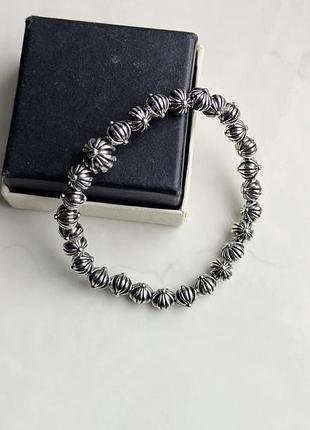 Браслет з бусин silver lotus chrome hearts
