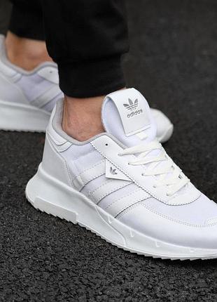 Кроссовки адидас мужские белые топ качество, белые кроссы спортивные adidas run 60s осенние демисезонные