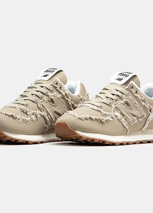 Кросівки жіночі нью баланс 574 x miu miu бежеві, кросівки new balance жіночі