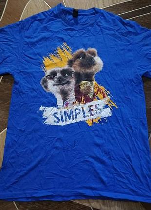 Яркая синяя футболка gildes heavy cotton «simples» с сурикатами