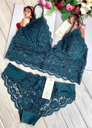 Кружевной комплект xl бралетт и трусики. код: с154