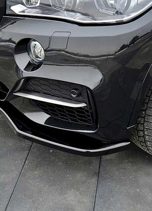 Передня lip накладка dpt v-1 (для m-sport, чорний глянець) для bmw x5 f15 2013-2018 рр