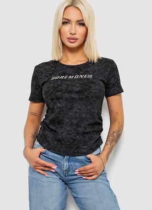 Футболка женская с принтом, цвет черный, 221r3307