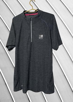 Чоловіча бігова футболка karrimor l оригінал спортивна кофта каррімор 1/4 zip блискавка для бігу тренувань приталена дихаюча стан ідеал 50