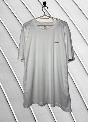 Чоловіча біла футболка reebok xxl оригінал спортивна вільна футболка рібок з логотипом дихаюча легка великий розмір батал стан ідеал 54 56