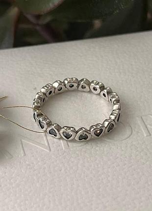 Серебряное кольцо пандора сердца р. 17, 5 кольцо pandora
