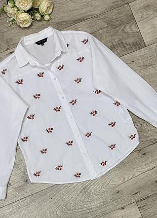 Белая рубашка с вышивкой new look, р.s-m