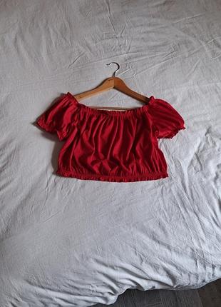 Женская летняя блузка топ красная h&amp;m