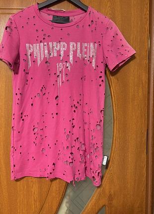 Яскраво-рожева футболка philipp plein (оригінал)