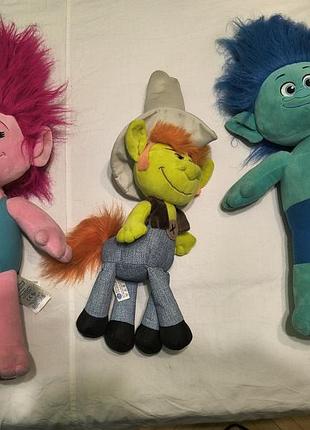 Іграшка  м'яка тролль - hasbro , posh paws dream works - цветан -60 см ,  розочка -  60 см , гікорі - 30 х50 см