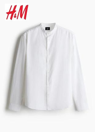 Новая мужская белая льняная рубашка, лен, рубашка h&amp;m м