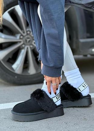 Ugg funkette женские зимние замшевые черные теплые на меху, качественные угги замша зима 41