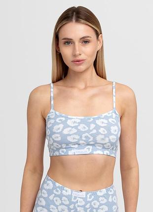 Женский хлопковый топ giulia cotton bloom 4112/60 s multicolor-ballad blue leo, трикотажный женский топ
