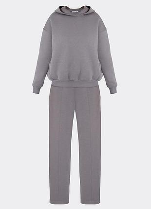 Жіночий трикотажний комплект з футеру: худі та штани giulia sport style 5818/170 s grey-steel grey