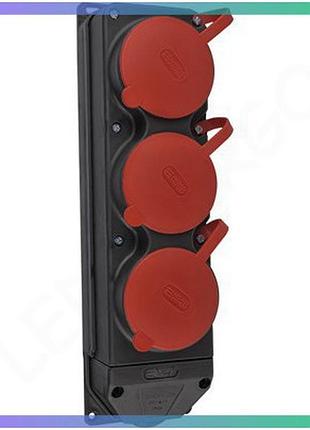 Колодка каучуковая 3р+ре с защитными крышками трехместная (3×25а) ip44